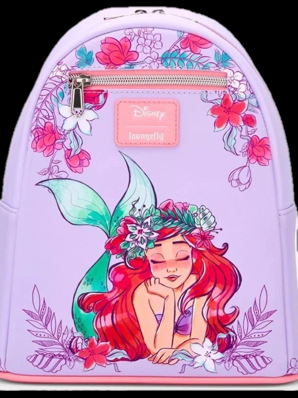 Loungefly Disney Ariel Floral Pink Purple Mini Backpack - Picture 1 of 3